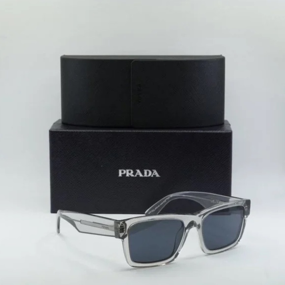 FINAL PRICE NEW PRADA PR 25ZS U430A9 CRYSTAL GREY / BLUE SUNGLASSES - Picture 1 of 8